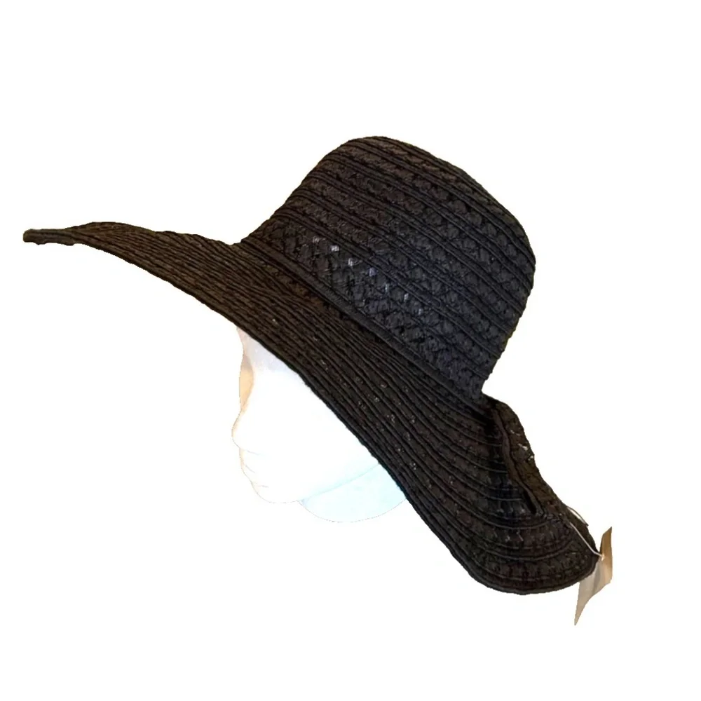 Maddhatter Women's Woven Wide Brim Sun‎ Hat; Black; One Size NWT